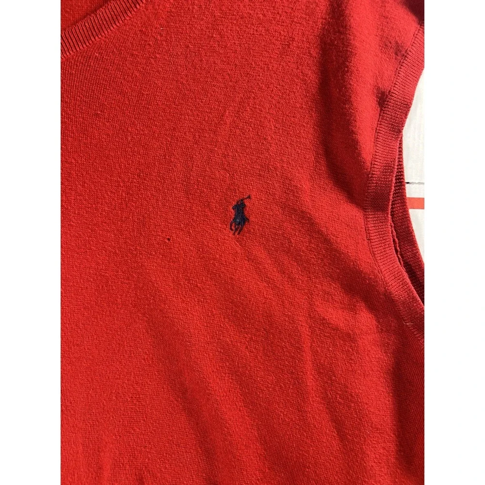 Polo Ralph‎ Lauren 90s Knit Sweater Vest Pima Cotton Red Sz XLT TALL Old Money